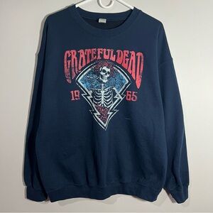 Gildan Grateful Dead 1965 Skeleton Music Blue Pullover Sweatshirt Adult Large